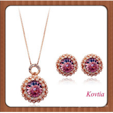 top sale colored round cut crystal snowflake pendant necklace for bride